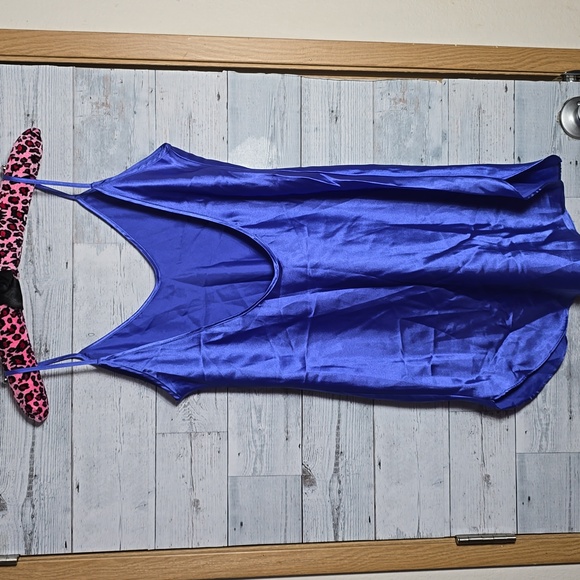 Vintage HONORS Intimate Blue Satin Lingerie Slip Dress Size Medium - Picture 4 of 9